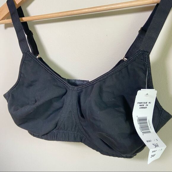 NWT Grenier Lingerie Unlined No Wire High Support Bra Black Size 34F - Picture 8 of 9